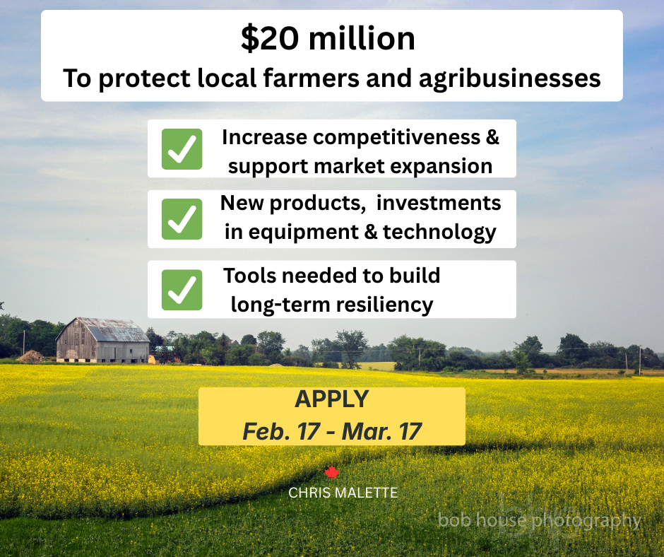 Canada and Ontario investing $20 million to protect local farmers and agribusinesses